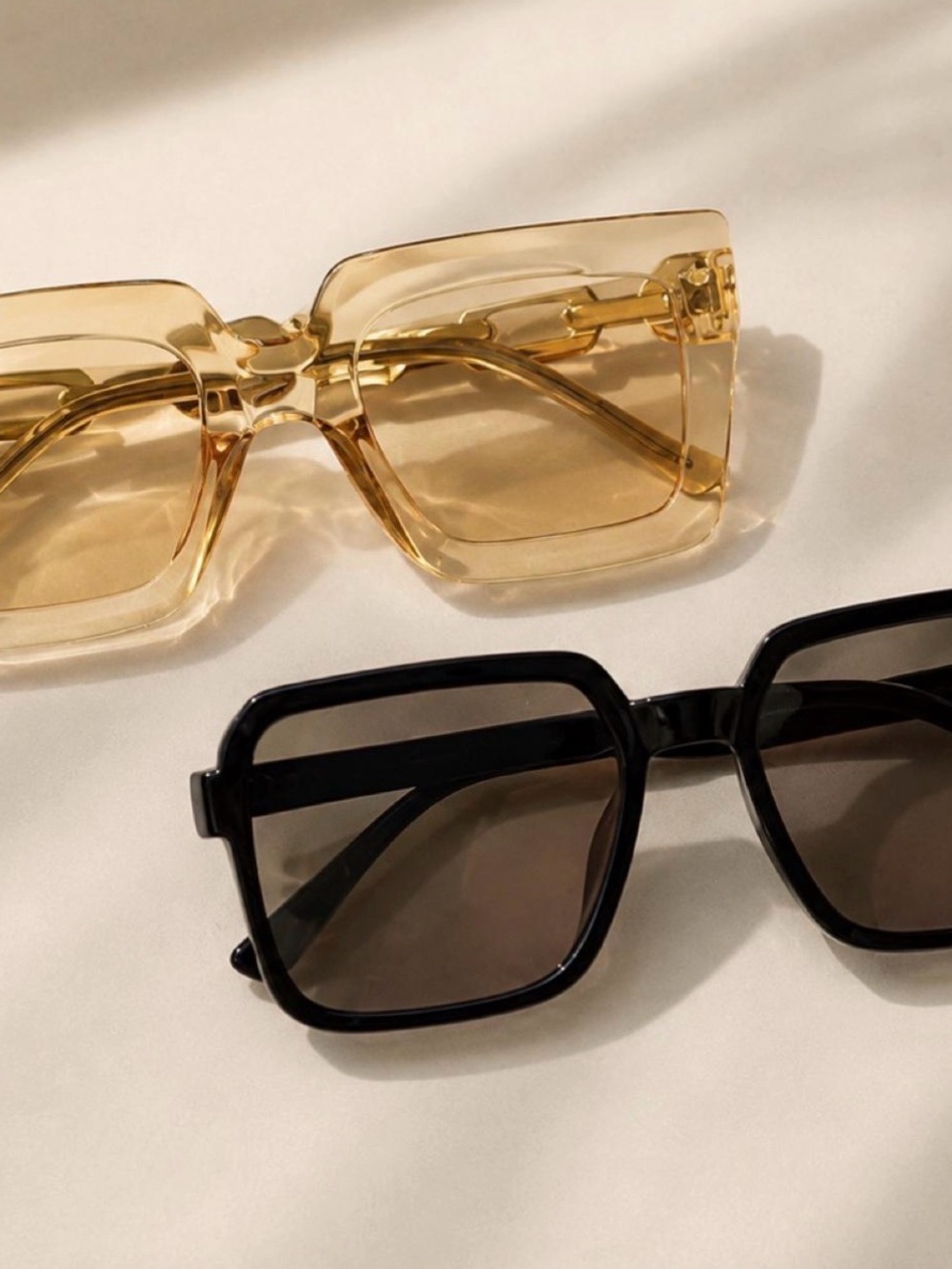 Black and Amber Square Oversized Sunglasses - Women Accessories